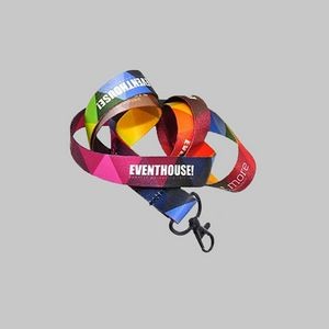 3/4" Full color custom lanyard printed with company logo with metal black hook attachment 0.75"