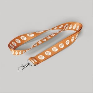 1" Light Orange custom lanyard printed with company logo with Carabiner Hook attachment 1"