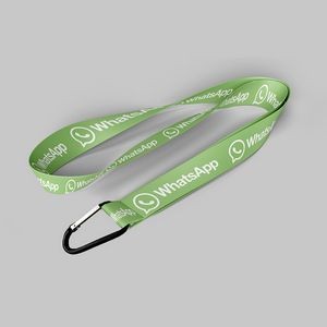 1" Lime Green custom lanyard printed with company logo with Carabiner Keychain attachment 1"