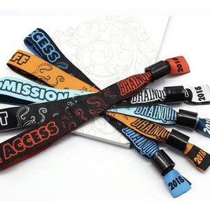 Custom woven event VIP wristband with lock up to 4 color woven design 0.75" x 12.25"