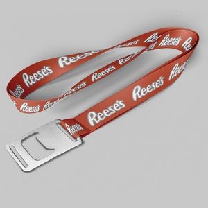 3/4" Texas Orange custom lanyard printed with company logo with bottle opener attachment 0.75"