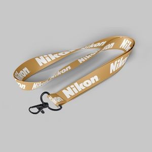 1" Dark Yellow custom lanyard printed with company logo with Metal Black Hook attachment 1"