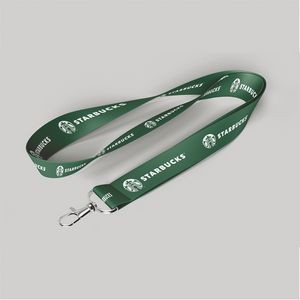 1" Dark Green custom lanyard printed with company logo with Carabiner Hook attachment 1"