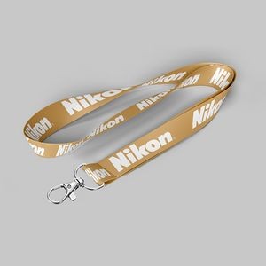1" Dark Yellow custom lanyard printed with company logo with Lobster Hook attachment 1"