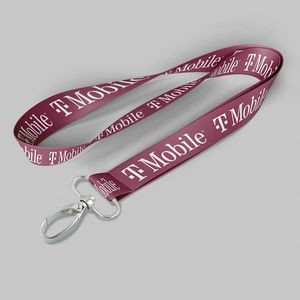 1" Fuchsia custom lanyard printed with company logo with Oval Hook attachment 1"