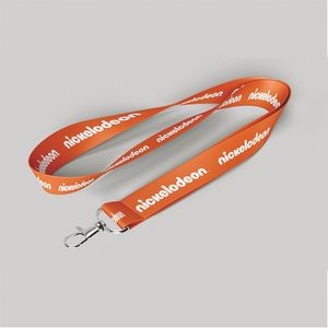 1" Orange custom lanyard printed with company logo with Carabiner Hook attachment 1"