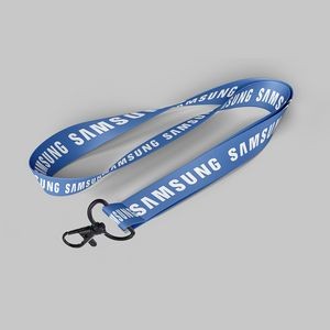 1" Royal Blue custom lanyard printed with company logo with Metal Black Hook attachment 1"