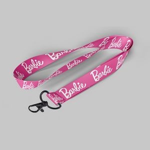 1" Pink custom lanyard printed with company logo with Metal Black Hook attachment 1"