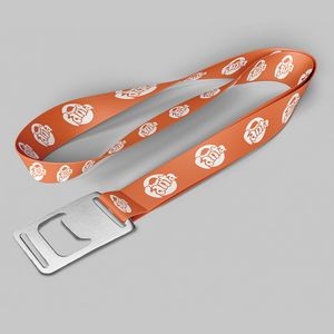 1"Light Orange custom lanyard printed with company logo with Bottle Opener attachment 1"