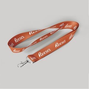 1" Texas Orange custom lanyard printed with company logo with Carabiner Hook attachment 1"