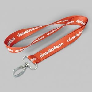 1" Orange custom lanyard printed with company logo with Oval Hook attachment 1"