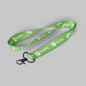 1" Forest Green custom lanyard printed with company logo with Metal Black Hook attachment 1"