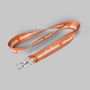 1" Orange custom lanyard printed with company logo with Lobster Hook attachment 1"