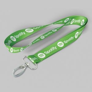 1" Forest Green custom lanyard printed with company logo with Oval Hook attachment 1"
