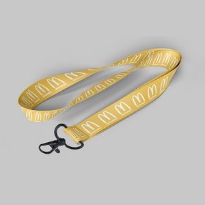 1" Yellow custom lanyard printed with company logo with Metal Black Hook attachment 1"