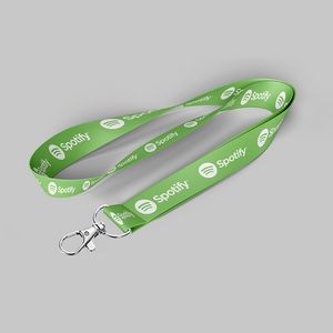 1" Forest Green custom lanyard printed with company logo with Lobster Hook attachment 1"