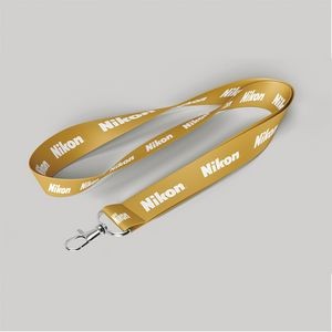 1" Dark Yellow custom lanyard printed with company logo with Carabiner Hook attachment 1"