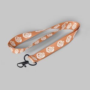 1" Light Orange custom lanyard printed with company logo with Metal Black Hook attachment 1"