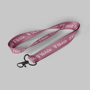 1" Fuchsia custom lanyard printed with company logo with Metal Black Hook attachment 1"