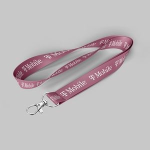 1" Fuchsia custom lanyard printed with company logo with Lobster Hook attachment 1"