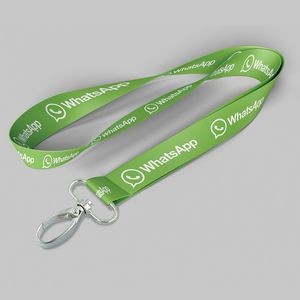 1" Lime Green custom lanyard printed with company logo with Oval Hook attachment 1"