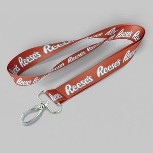 1" Texas Orange custom lanyard printed with company logo with Oval Hook attachment 1"