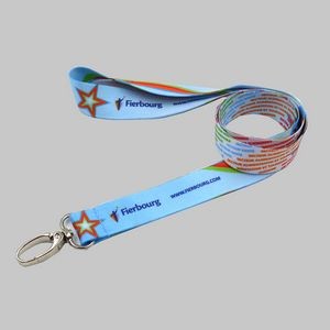 1" Full Color custom lanyard printed with company logo with Oval Hook attachment 1"