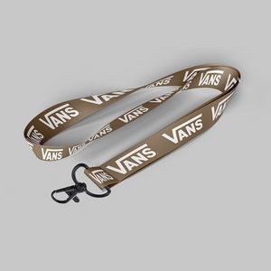 1" Brown custom lanyard printed with company logo with Metal Black Hook attachment 1"