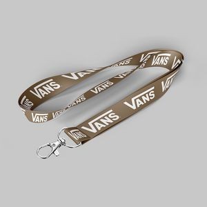 1" Brown custom lanyard printed with company logo with Lobster Hook attachment 1"