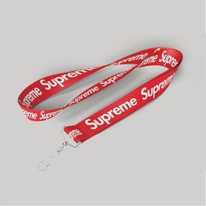 3/4" Red custom lanyard printed with company logo with Jay Hook attachment 0.75"
