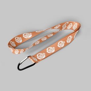 1" Light Orange custom lanyard printed with company logo with Carabiner Keychain attachment 1"