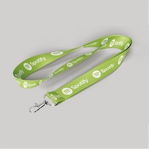 1" Forest Green custom lanyard printed with company logo with Carabiner Hook attachment 1"