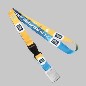 1" Full Color custom lanyard printed with company logo with Bottle Opener attachment 1"