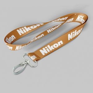 1" Dark Yellow custom lanyard printed with company logo with Oval Hook attachment 1"