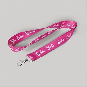 1" Pink custom lanyard printed with company logo with Carabiner Hook attachment 1"