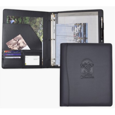 Letter Size Ring binder/Padfolio, 1" Ring Binder, Black soft simulated leather