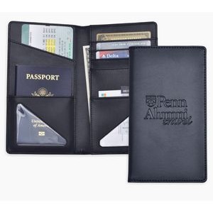 Full Size Passport Holder, Travel Organizer Wallet, Black soft simulated leather