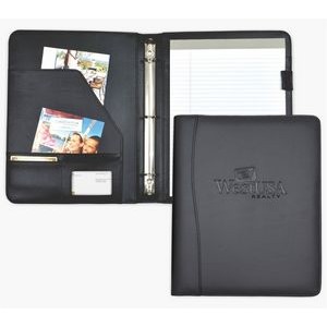 Letter Size Ring binder/padfolio, 1/2" Ring Binder, Black soft simulated leather.