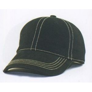 Garment Washed Micro Sanded Cotton Cap w/ Contrast Stitching