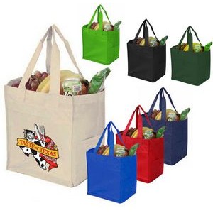 10" Gusset Eco Grocery Tote with Side Pockets On Both Sides With Side Pockets