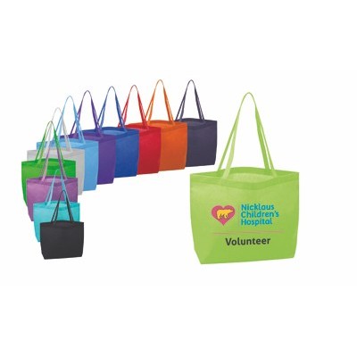 Large Heat Sealed Non Woven Tote with "X" Stitching on handles