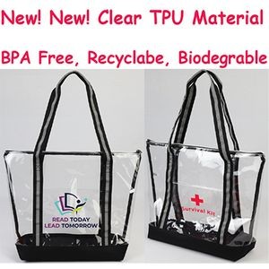 CLEAR TPU Zipper Tote W/FRONT POCKET (RECYCLABLE AND BIODEGRABLE)
