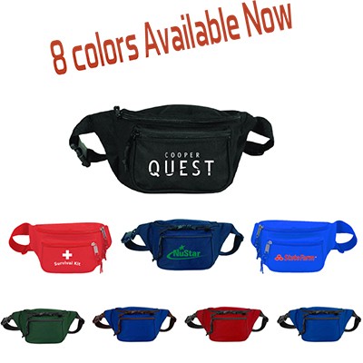 Three-Pocket Polyester Fanny Pack (8 Colors Available)
