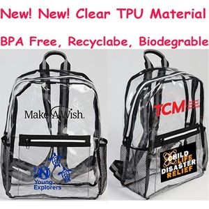 Clear TPU Backpack With Dual Mesh Pockets (Recyclable And Biodegrable)