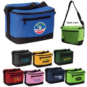 Enlarged 6-Can Polyester Cooler Bag with Zipper Top Opening & Zipper Front Pocket