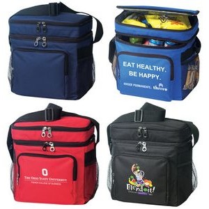 Deluxe Polyester Two Compartment Cooler Bag with Dual Mesh Pockets