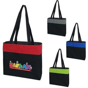 600D Polyester Two Tone Tote with 4-1/2" Gusset (Close Out Item, While Stock Lasts)