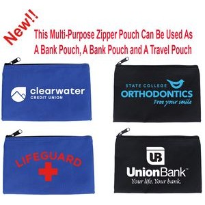 Polyester Zipper Pouch ( Can Be Used As Bank Pouch, Pencil Pouch, Travel Pouch )