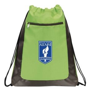 Deluxe Drawstring Backpack With Zipper Front Pocket ( Pls Also See Item# 6628 )