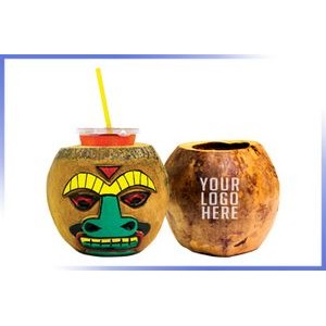 Carved Theme Coconut Cup Holders - Imprinted